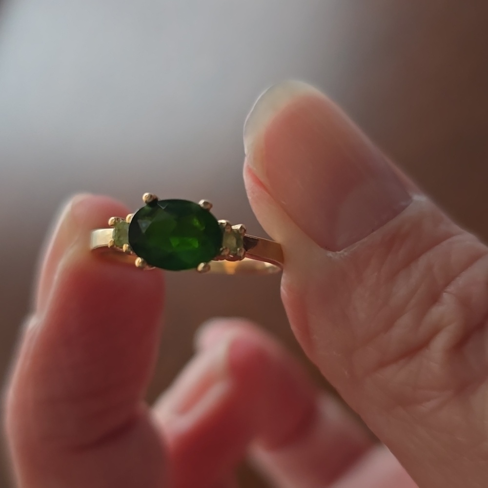 HPx4. Very Vintage. 14k Gold Ring 1ctw East-West Russian Diopside & Peridot. Sz7 - Picture 5 of 7